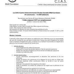 RECRUTEMENT AIDE-SOIGNANT (H/F) AU SSIAD EN REMPLACEMENT