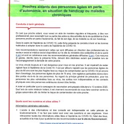 AIDANTS DES PERSONNES AGEES: RECOMMANDATIONS EN PERIODE DE CRISE SANITAIRE