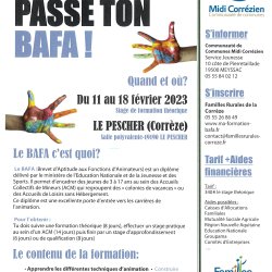 Du 11 au 18 fév 2023, formation BAFA 2023